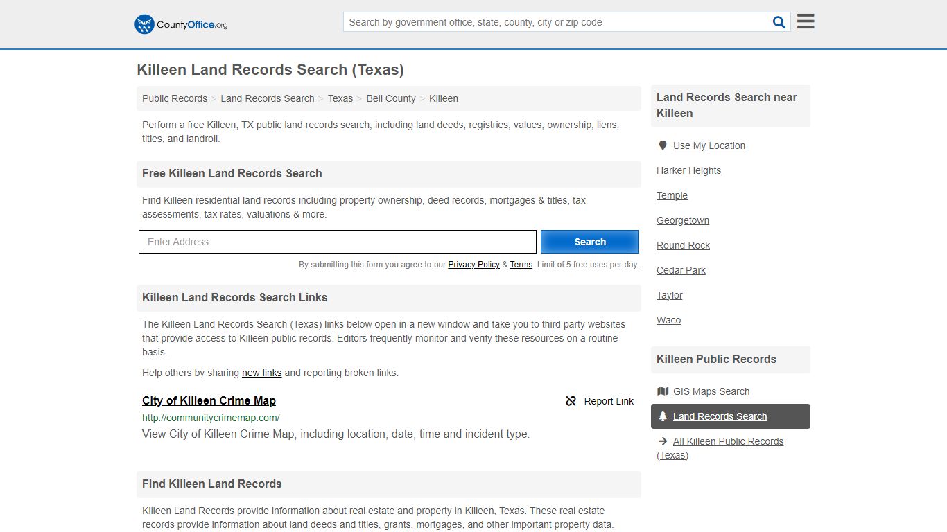 Killeen Land Records Search (Texas) - County Office