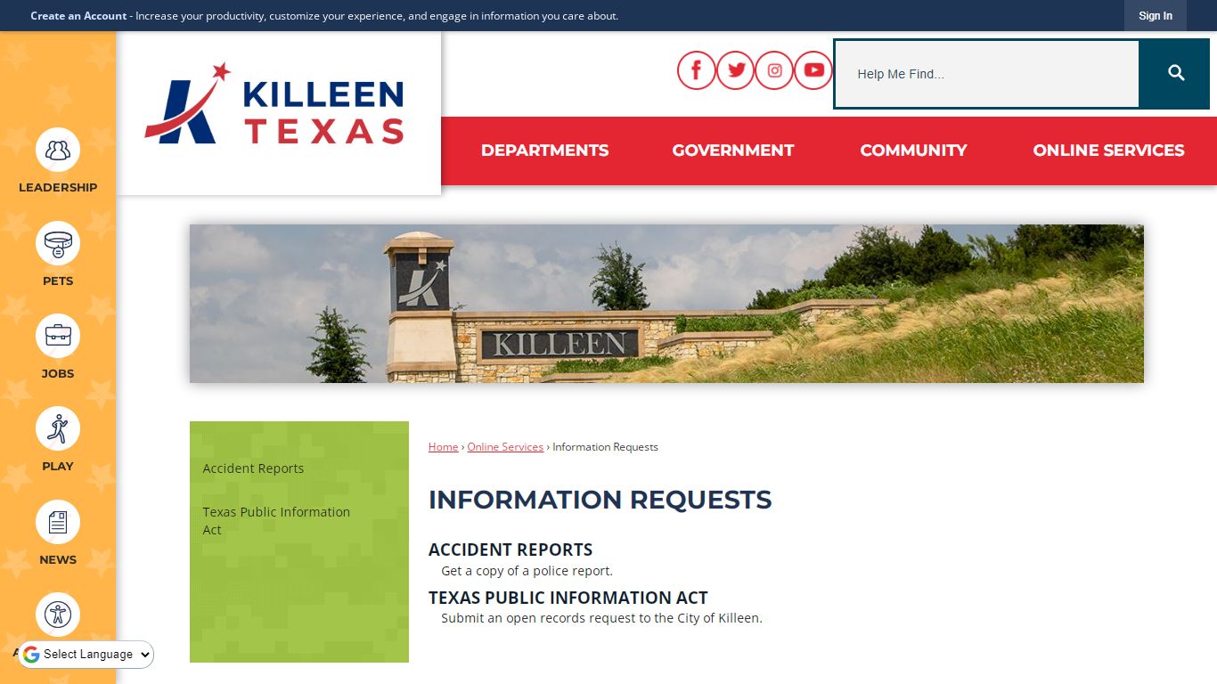 Information Requests | Killeen, TX